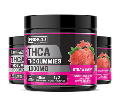 THCA Gummies, Strawberry - 1000mg | 25 Pcs Gummies Frisco Labs