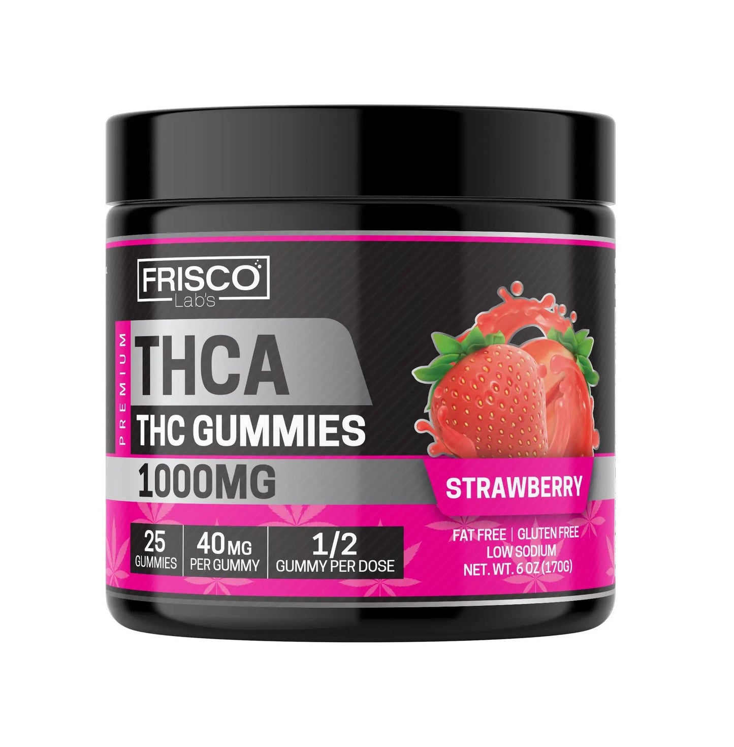 THCA Gummies, Strawberry - 1000mg | 25 Pcs Gummies Frisco Labs